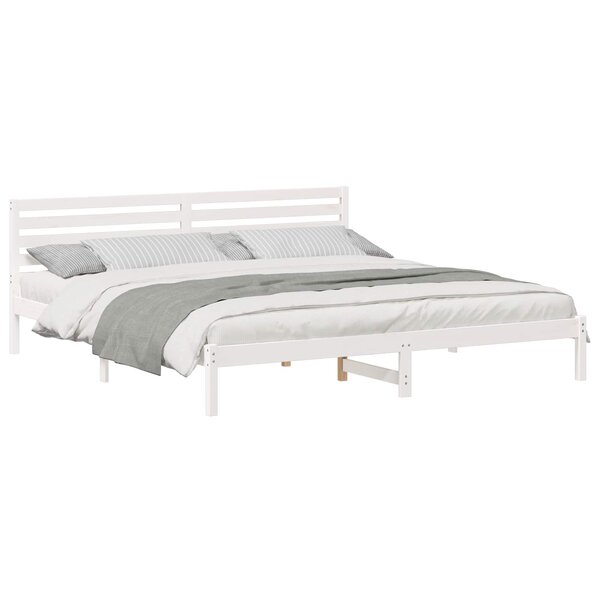 vidaXL Cadre de lit avec tête de lit Blanc 180 x 220 cm Pin massif