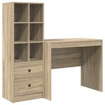 vidaXL Bureau avec tiroir avec étagère 2 Pièces Chêne Sonoma