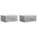 vidaXL Cabinet de chevet mural 2 Pièces Gris béton 49 x 34 5 x 20 cm