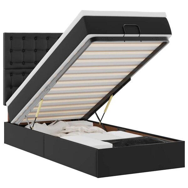 vidaXL Lit ottoman avec matelas noir 80x200 cm similicuir
