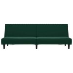 vidaXL Canapé-lit à 2 places vert foncé velours