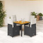 vidaXL Ensemble de bistro de jardin 5 Pièces coussins noir poly rotin