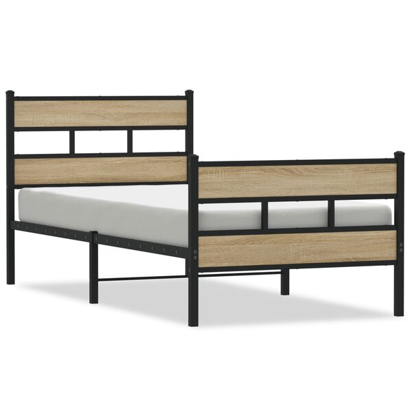 vidaXL Cadre de lit en métal sans matelas chêne sonoma 100x200 cm