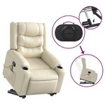 vidaXL Fauteuil inclinable de massage Crème Similicuir