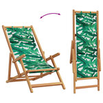 vidaXL Chaise pliable plage motif de feuilles bois d'eucalyptus/tissu