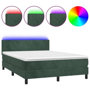 vidaXL Sommier à lattes de lit avec matelas LED Vert foncé 140x190 cm