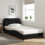 vidaXL Lit avec matelas Hvar noir 100x200 cm tissu
