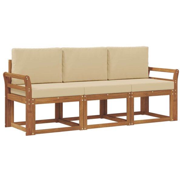vidaXL Ensemble de canapés d'extérieur 3 pc Naturel et Beige