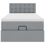 vidaXL Lit ottoman avec matelas et LED gris clair 90x200 cm tissu