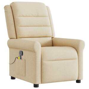 vidaXL Fauteuil de massage inclinable Crème Tissu