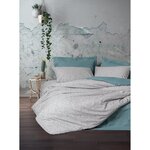 Parure de lit - housse de couette 220 x 240 + 2 taies d'oreiller 60 x 60 coton renforcé - Menthe