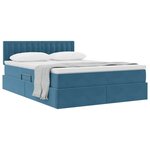 vidaXL Lit de Rangement avec matelas Bleu foncé 140 x 190 cm Velours