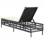 vidaXL Chaise longue avec coussin noir résine tressée
