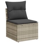 vidaXL Salon de jardin 8 Pièces avec coussins gris clair résine tressée