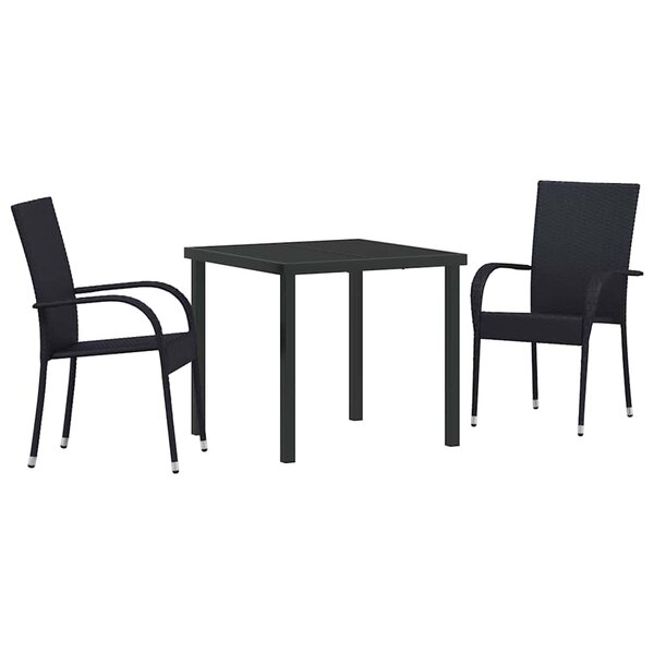 vidaXL Ensemble de salle à manger pour jardin 3 Pièces Noir