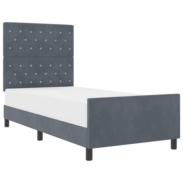 vidaXL Lit à ressorts avec tête de lit Gris foncé 90 x 200 cm Velours