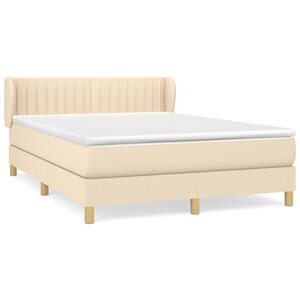vidaXL Sommier à lattes de lit avec matelas Crème 140x200 cm Tissu
