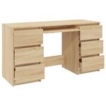 Bureau table poste de travail meuble d'ordinateur informatique étude chêne sonoma 140 x 50 x 77 cm bois d'ingénierie brun 02_0023656