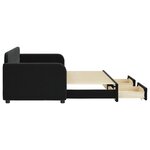 vidaXL Lit de jour avec gigogne et tiroirs sans matelas noir 80x200 cm