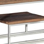 vidaXL Table console argenté inox et bois de mélèze massif