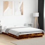 vidaXL Cadre de lit et lumières LED sans matelas chêne fumé 120x200 cm