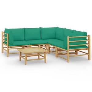 vidaXL Salon de jardin 6 Pièces avec coussins vert bambou