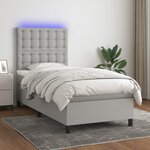 vidaXL Sommier à lattes de lit avec matelas et LED Gris clair 90x200cm
