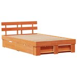 vidaXL Lit avec tiroirs - Marron ciré 135 x 190 cm en pin massif