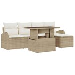 vidaXL Ensemble de canapé de jardin 6 Pièces Beige Poly rotin