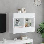 vidaXL Meuble TV mural avec lumières LED blanc 78 5x30x60 5 cm