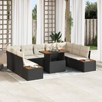 vidaXL Ensemble de canapé de jardin 6 pièces avec coussins en rotin synthétique noir