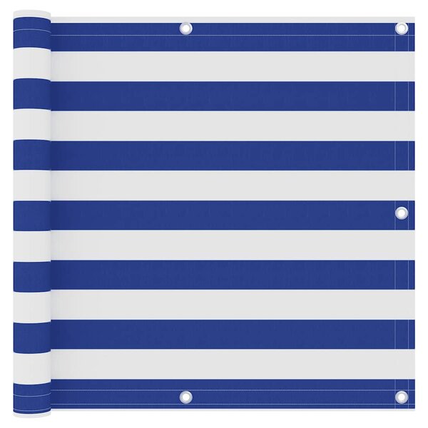 vidaXL Écran de balcon Blanc et bleu 90x500 cm Tissu Oxford