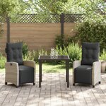 vidaXL Ensemble de jardin de 3 pièces Gris clair Poly Rattan