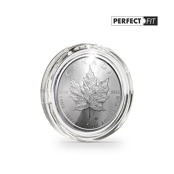 Capsules rondes ULTRA PERFECT FIT pour pièces de 1 oz Maple Leaf argent. Paquet - 10 capsules