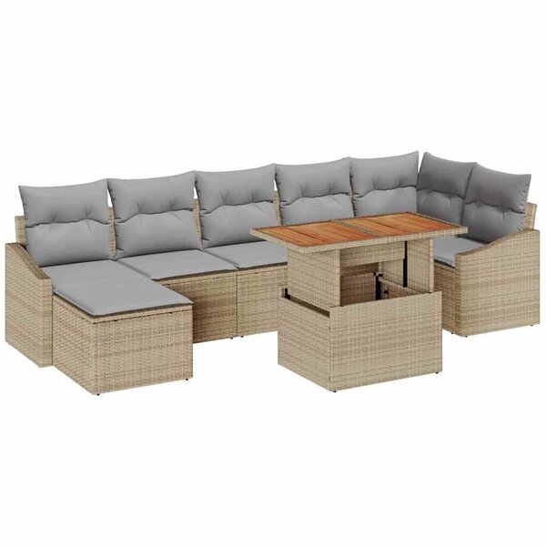 vidaXL Ensemble de salle à manger pour jardin 8 Pièces Beige  Gris