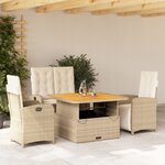 vidaXL Ensemble à manger de jardin coussins 4 Pièces beige résine tressée