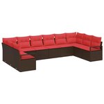 vidaXL Ensemble de canapé de jardin 10 Pièces Marron et rouge
