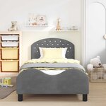 vidaXL Cadre de lit pour enfants avec tête de lit Gris foncé Velours