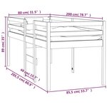 vidaXL Lit haut Blanc 80x200 cm Bois de pin massif