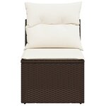 vidaXL Canapé de jardin sans accoudoirs coussins brun résine tressée