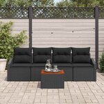 vidaXL Ensemble de canapé de jardin avec coussin 5 Pièces Noir Poly rotin