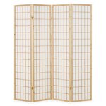 Paravent bois pans Shoji clair pliable