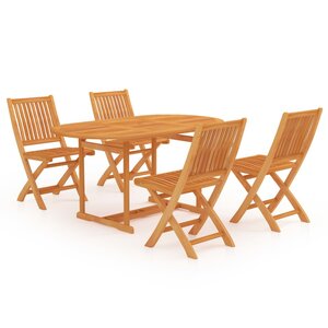 vidaXL Ensemble à manger de jardin 5 Pièces Bois de teck massif