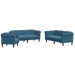 vidaXL Ensemble de canapés 3 Pièces bleu velours