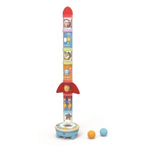 Hape E0387 - Jeu d'empilage avec fusée et balle à air pulsé