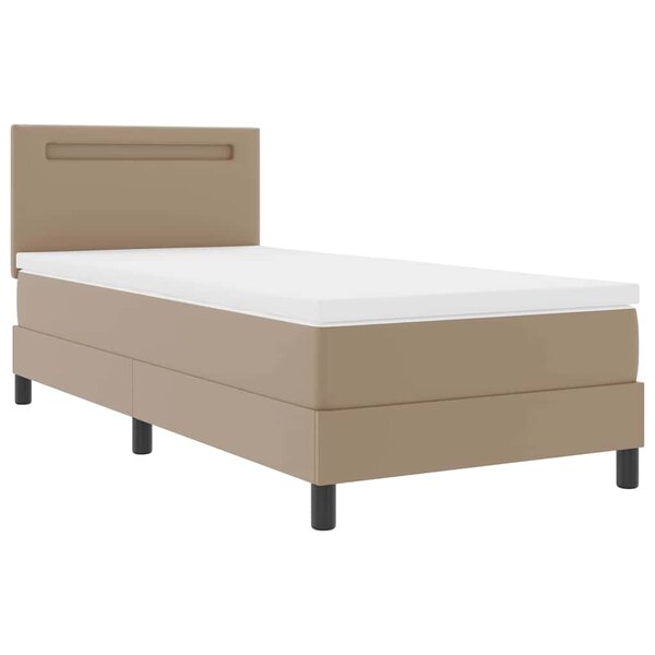 vidaXL Cadre de lit avec matelas Cappuccino 90 x 200 cm Faux cuir