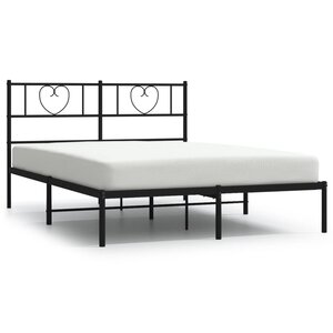 vidaXL Cadre de lit métal avec tête de lit noir 120x200 cm