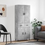 vidaXL Buffet haut Gris béton 69 5x34x180 cm Bois d'ingénierie