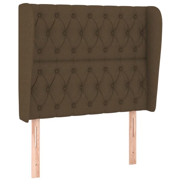vidaXL Tête de lit avec oreilles Marron foncé 93x23x118/128 cm Tissu