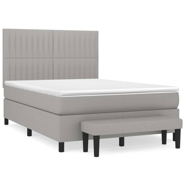 vidaXL Sommier à lattes de lit avec matelas Gris clair 140x200cm Tissu